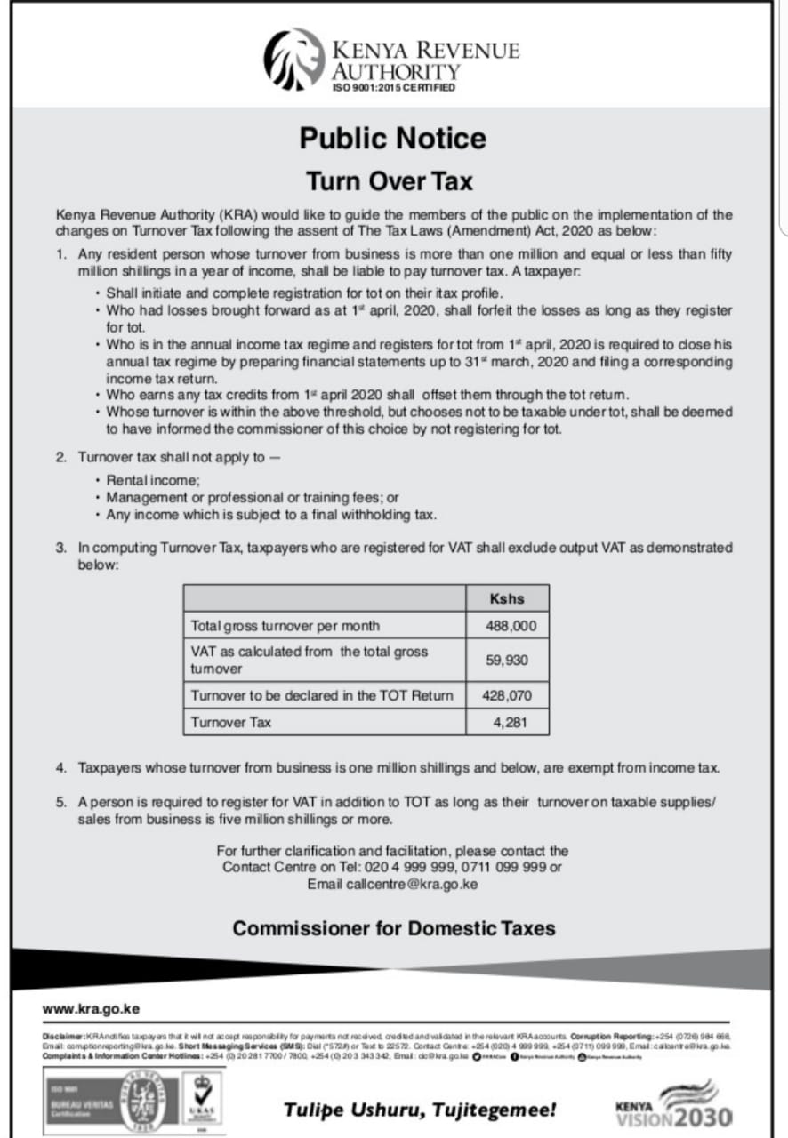 New Regulations for Turnover Tax (TOT)